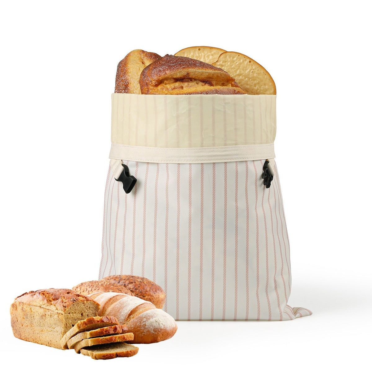 Beeswax bread bag — Pink pinstripe