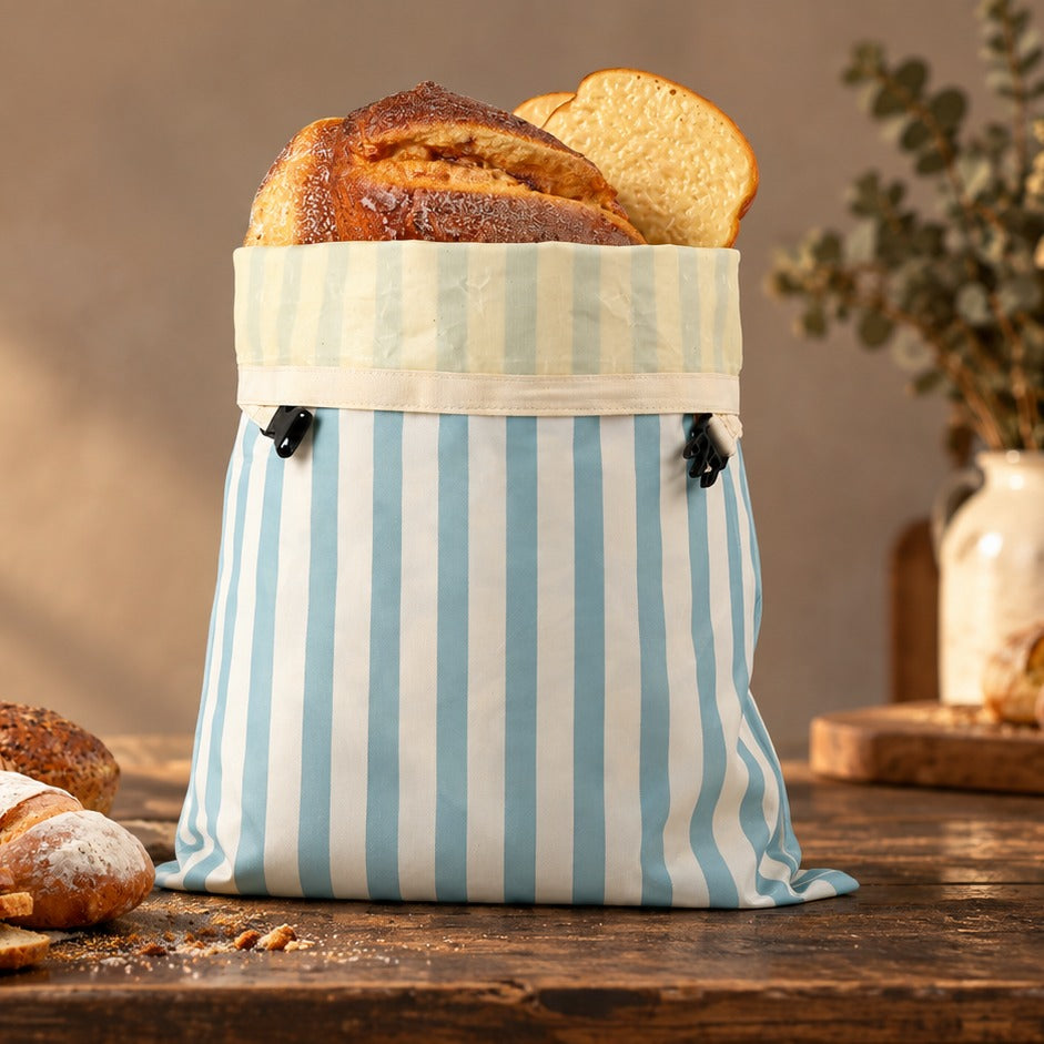 Bread bag on a bakery counter in morning light
