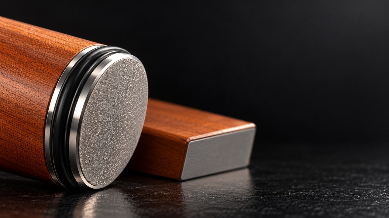 Close-up of the diamond sharpening disc